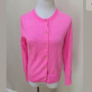 J crew hot pink cardigan gold buttons